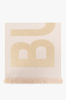 Burberry cream Wool scarf with logo