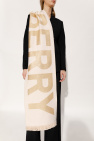 Burberry cream Wool scarf with logo