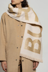 Burberry cream Wool scarf with logo