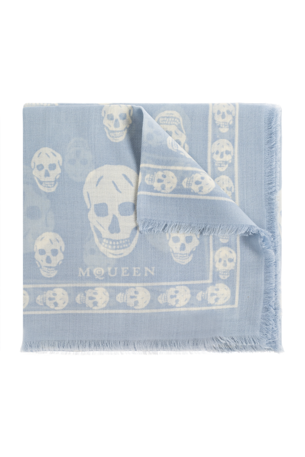 Wool scarf with a distinctive skull motif od Alexander McQueen