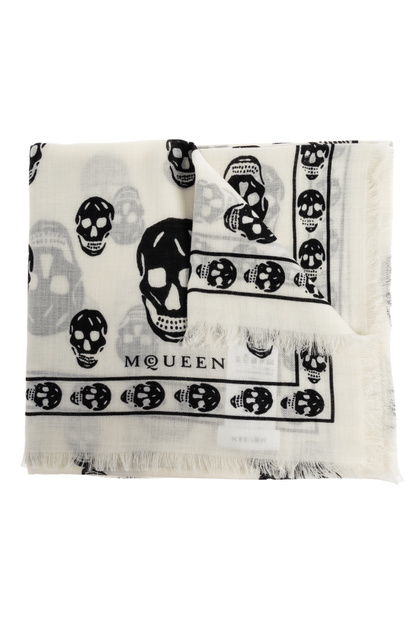 Alexander McQueen Bufanda de lana con motivo de calaveras