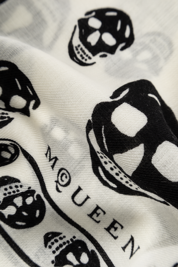 Alexander McQueen Bufanda de lana con motivo de calaveras