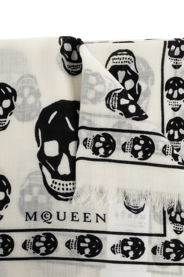 Alexander McQueen Bufanda de lana con motivo de calaveras