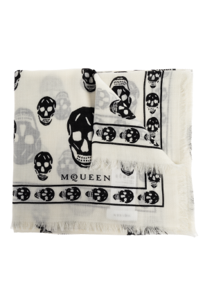 Wool scarf with skull motif