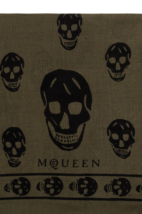 Alexander McQueen Pañuelo de seda con un característico motivo de calaveras