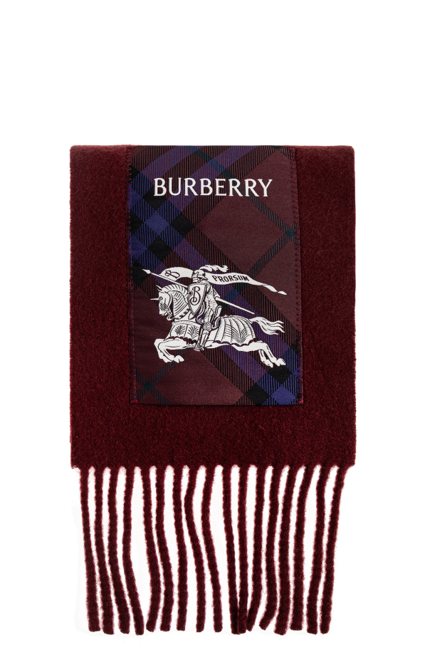 Cashmere scarf with logo patch od Burberry