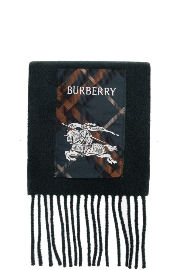 Cashmere scarf with logo patch od Burberry
