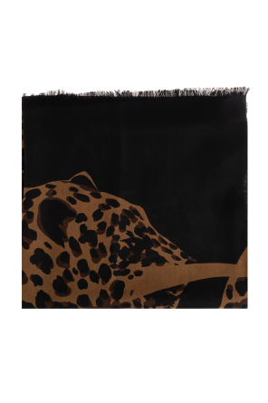 Wool scarf with animal pattern