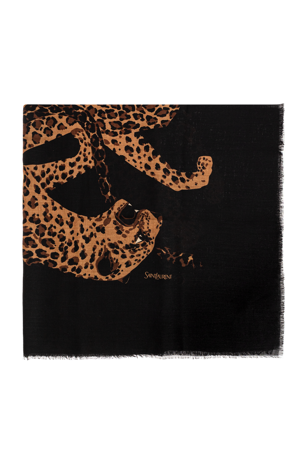 Wool scarf with animal motif od Saint Laurent