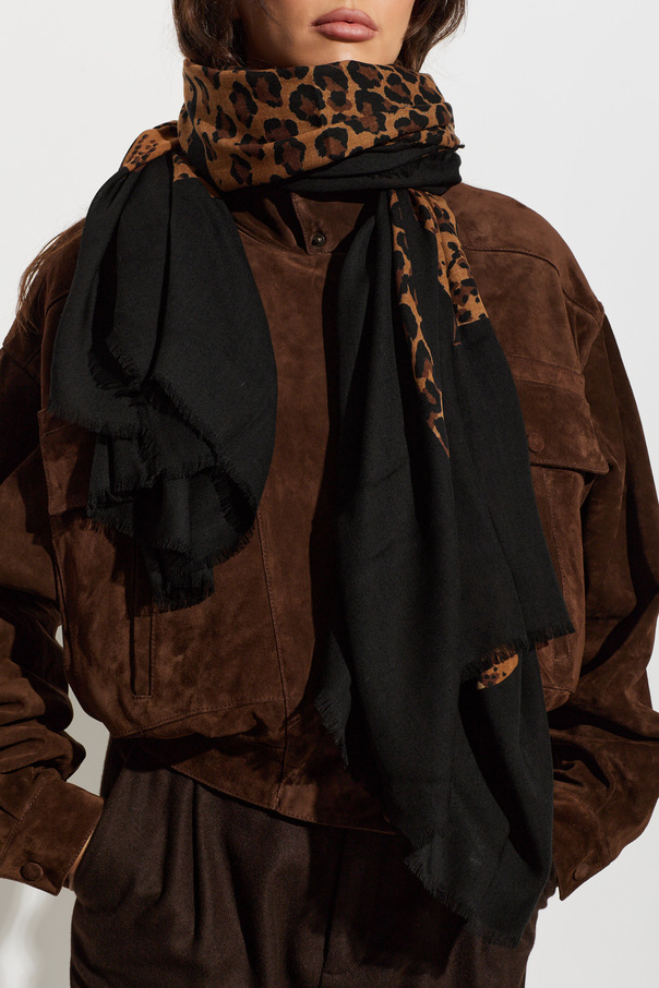 Saint Laurent Wool scarf with animal motif