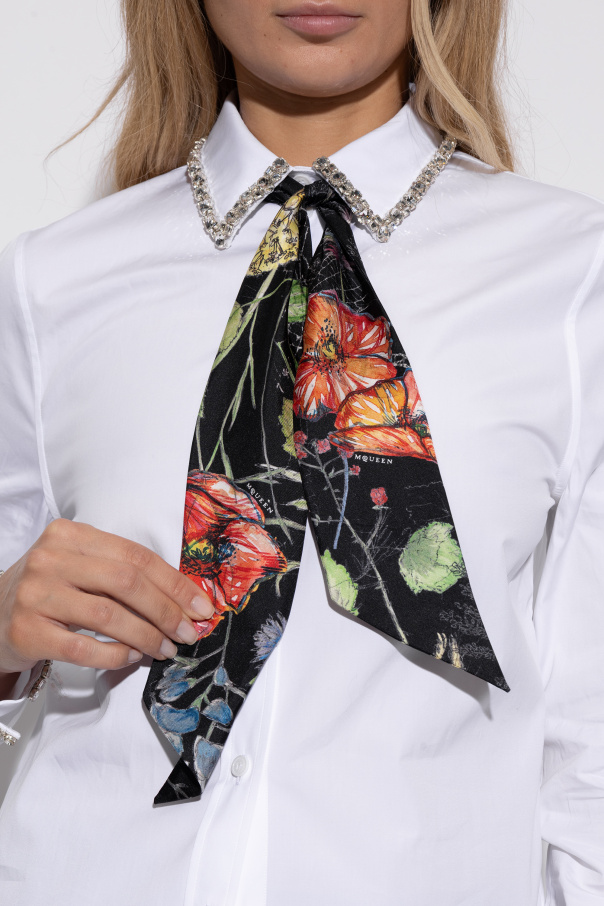 Alexander McQueen Silk scarf with floral motif