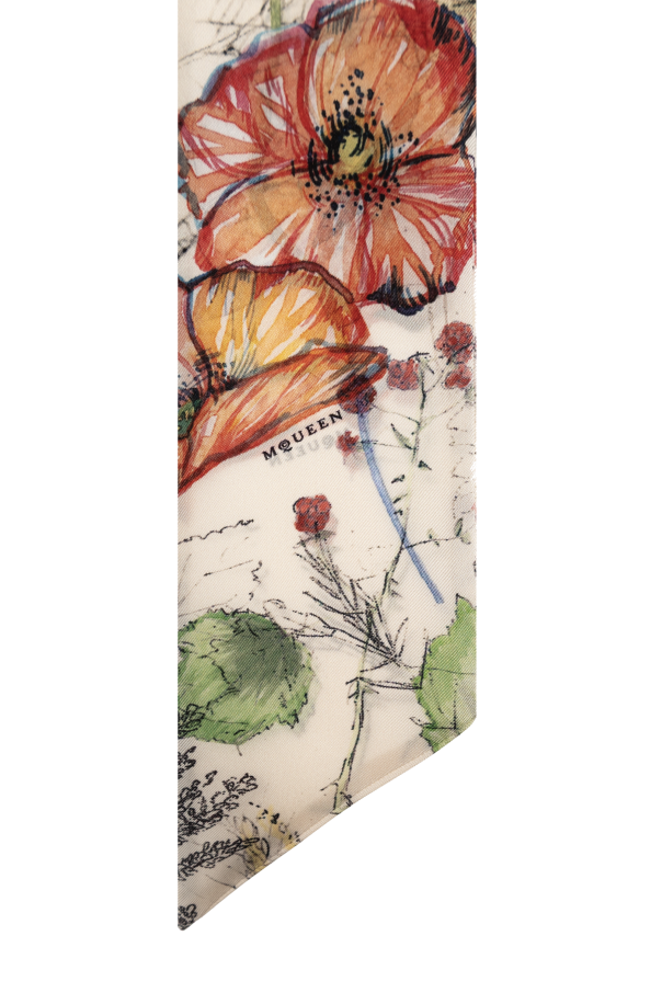 Alexander McQueen Pañuelo de seda con motivo floral