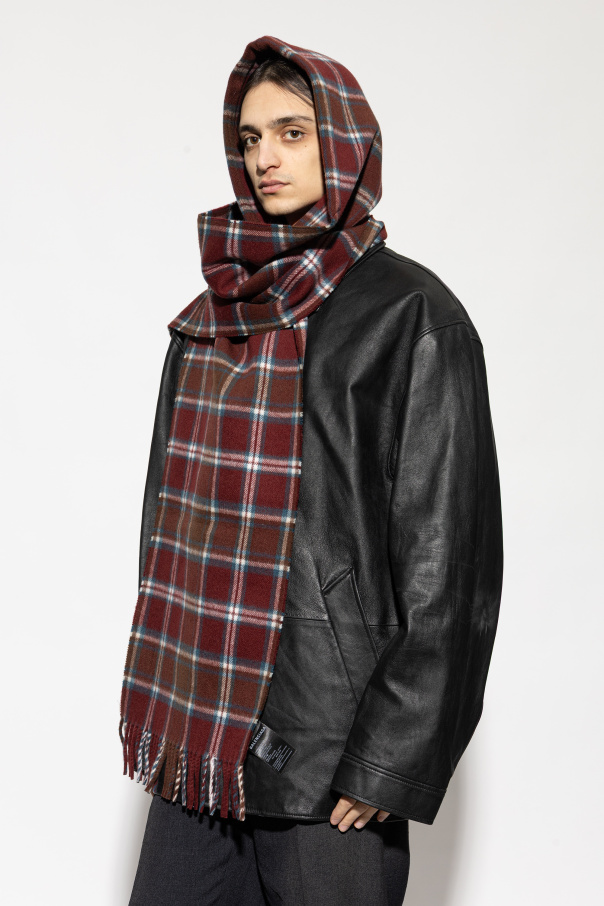 Balenciaga Wool scarf with check pattern