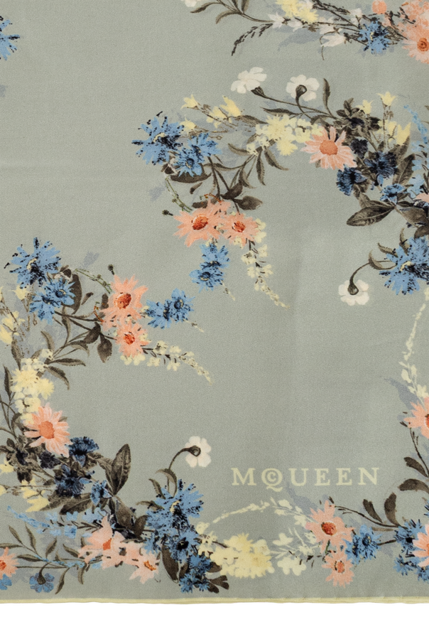 Alexander McQueen Silk scarf with floral motif