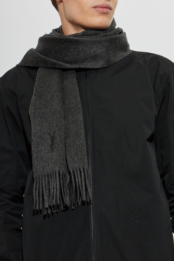 Saint Laurent Fringed cashmere scarf