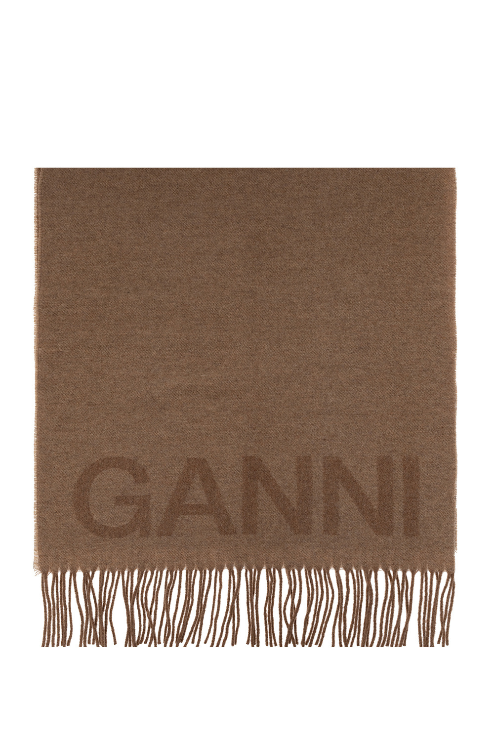 Ganni BROWN Wool scarf with logo