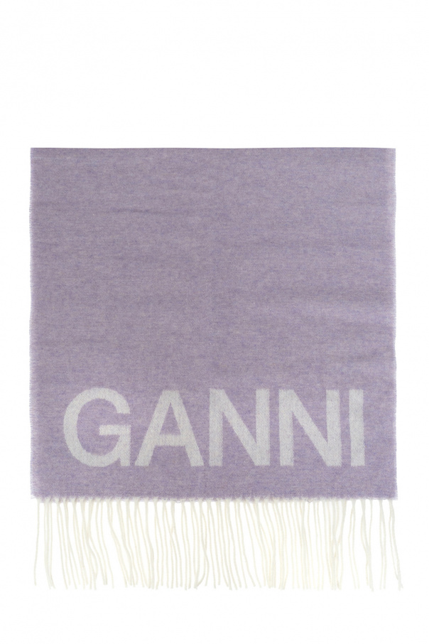 Ganni Wool scarf with logo
