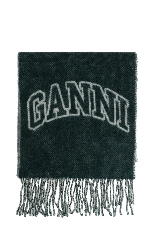 Ganni Wool scarf with logo