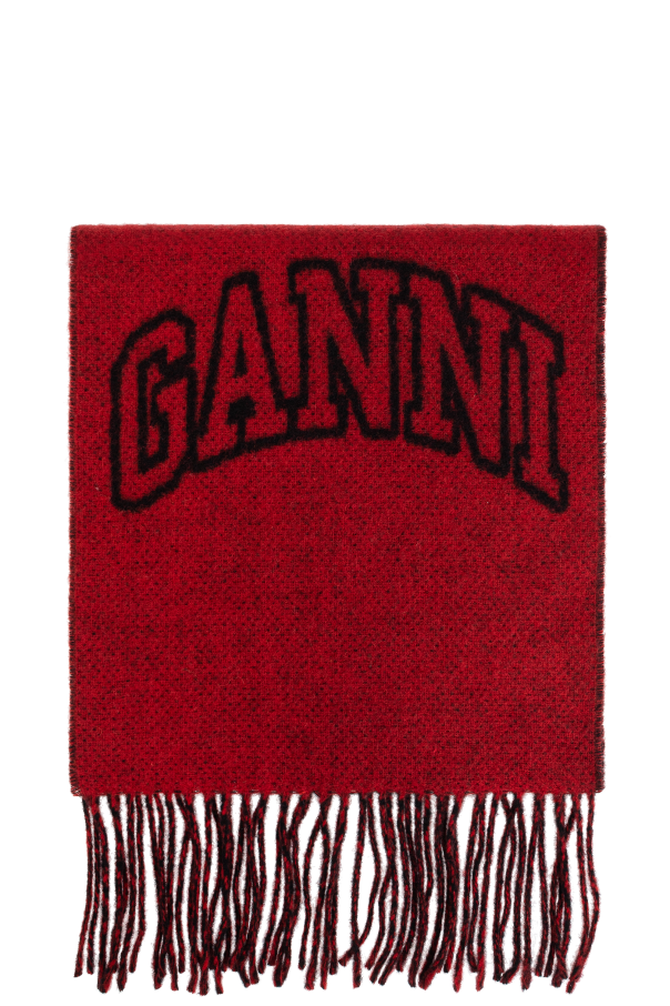 Ganni Wool scarf with logo