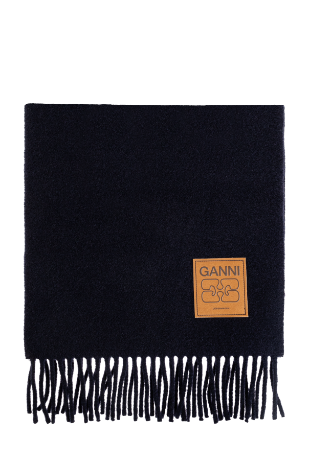 Wool scarf with logo od Ganni