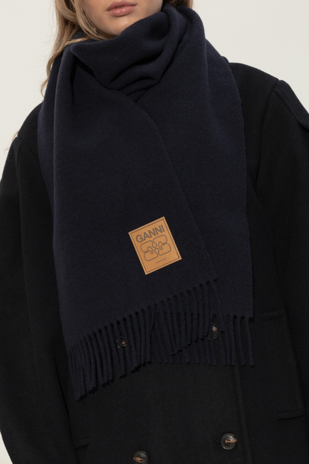 Ganni Wool scarf with logo