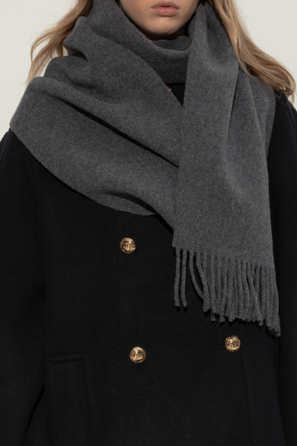 Ganni Wełniany szal z logo