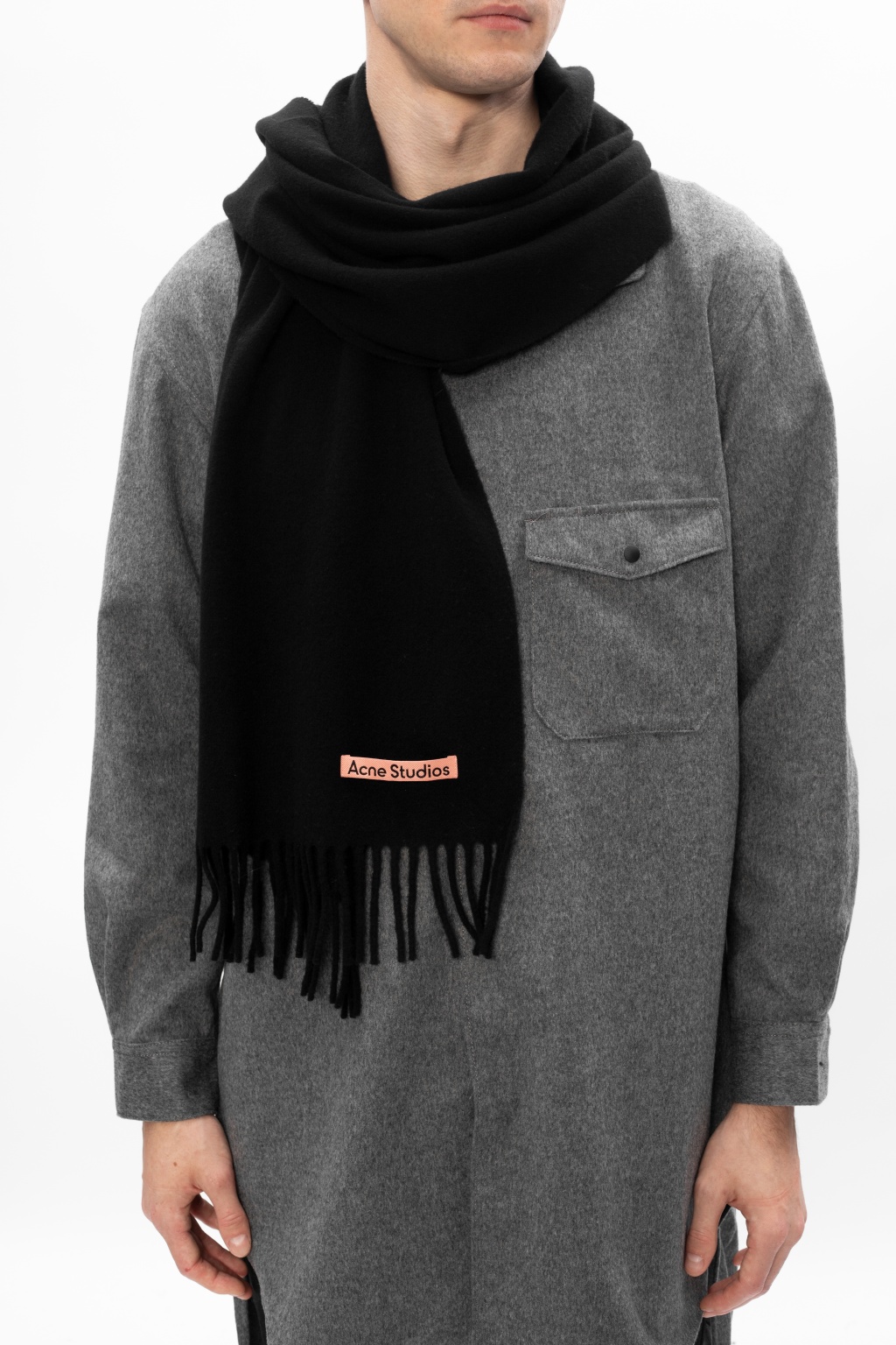 Fringed Wool Scarf in Black - Acne Studios