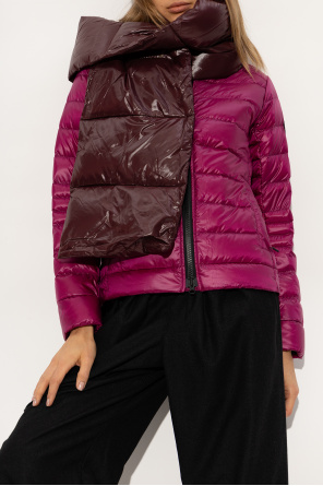 Quilted scarf od padded cuff-zips puffer jacket Blu