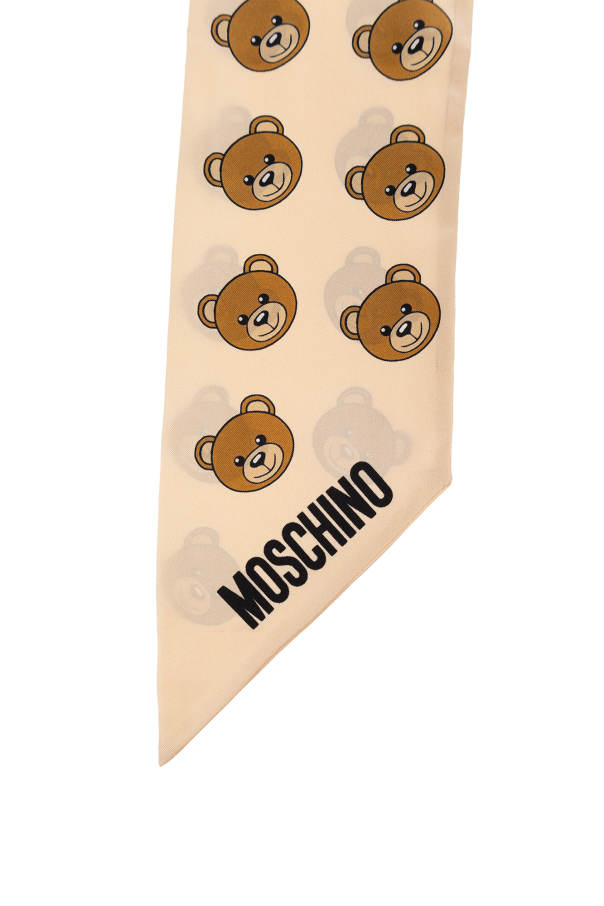 Beżowy Jedwabna apaszka z logo Moschino - Vitkac Polska