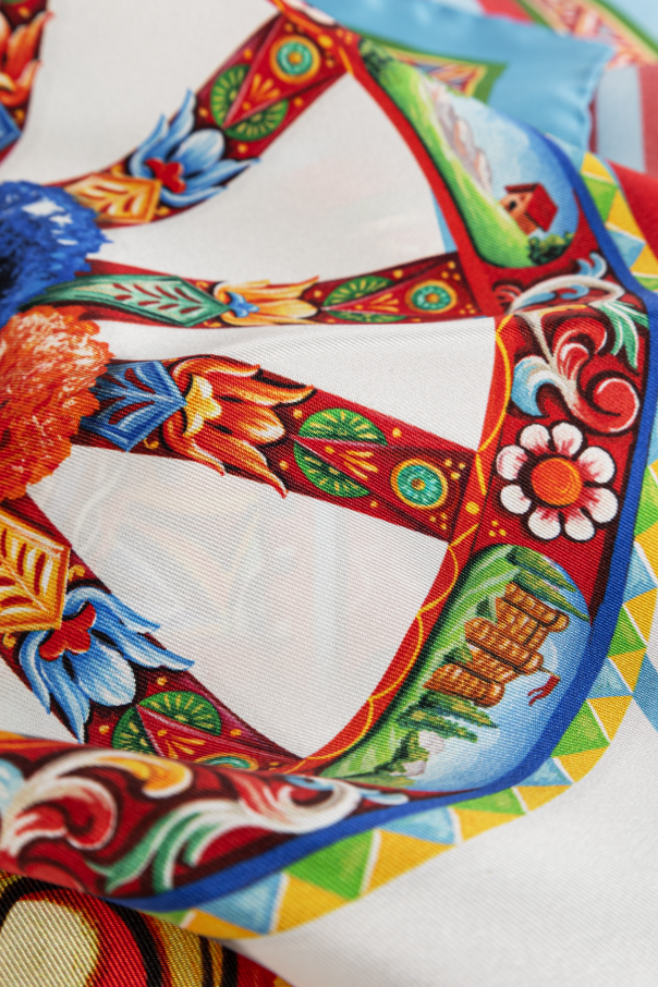 Dolce & Gabbana Jedwabna chusta z nadrukiem `Carretto`