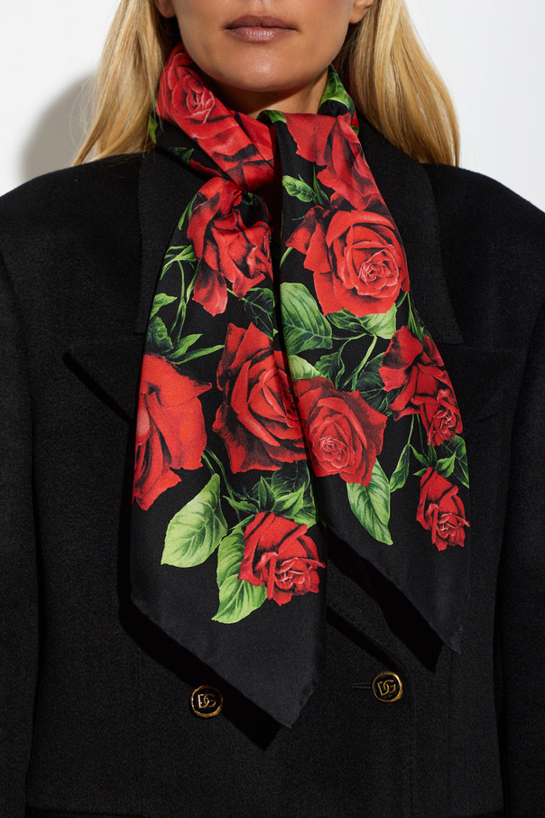 Dolce & Gabbana Jedwabna chusta z motywem kwiatowym