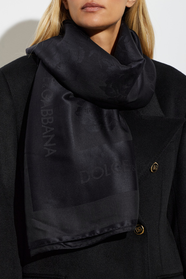 Dolce & Gabbana Satynowa chusta z motywem kwiatowym