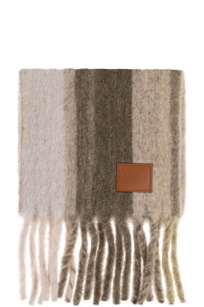 Wool scarf with logo patch