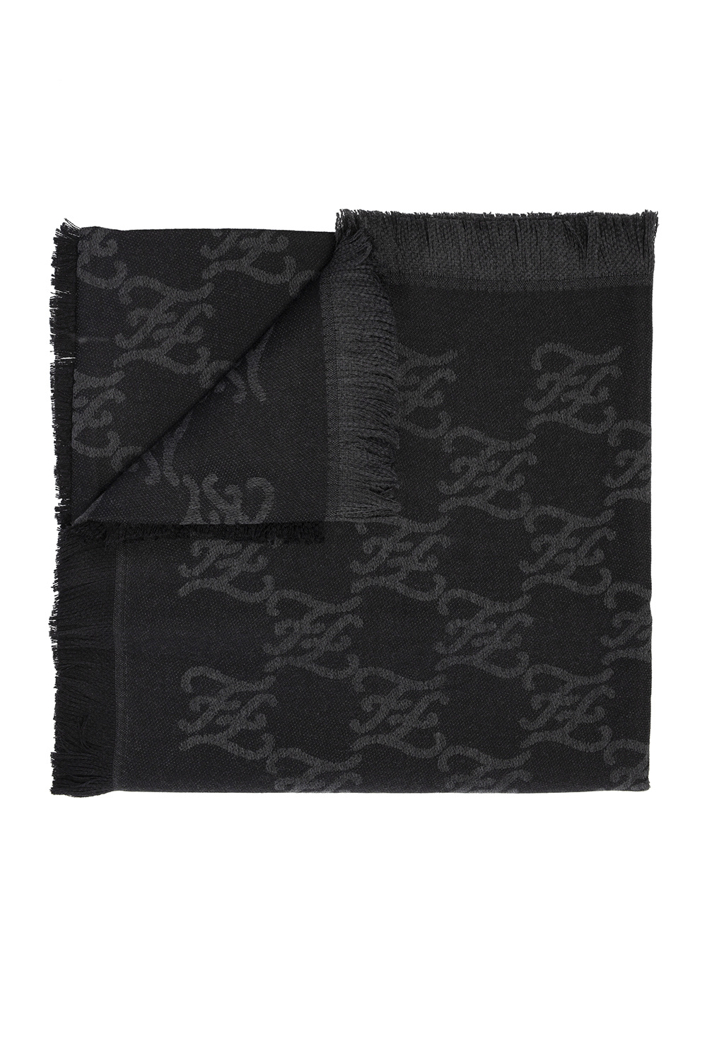 FENDI KIDS: wool scarf with FF jacquard monogram - Grey