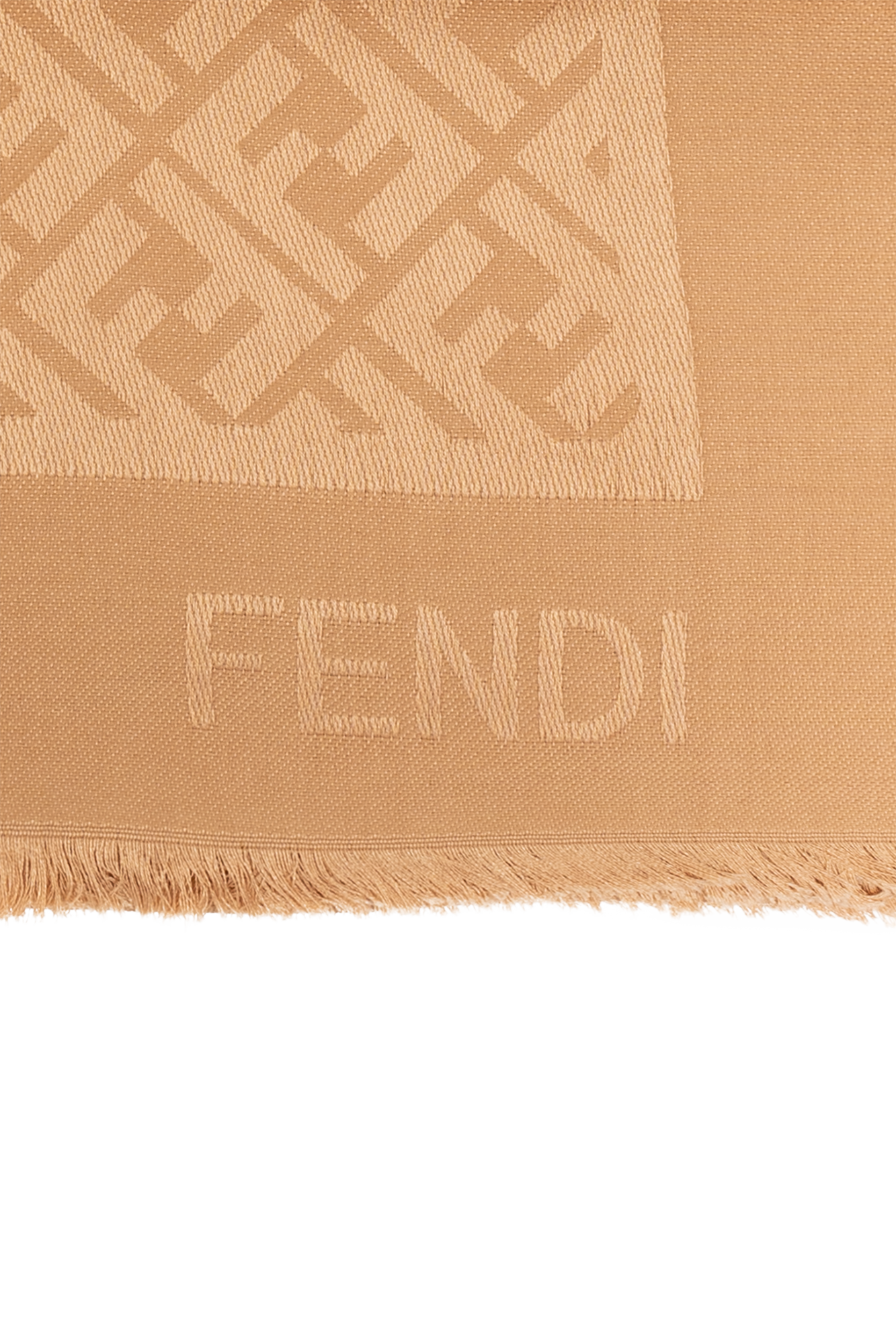 Fendi Pink Monogram Silk & Fur Trimmed Shawl Fendi