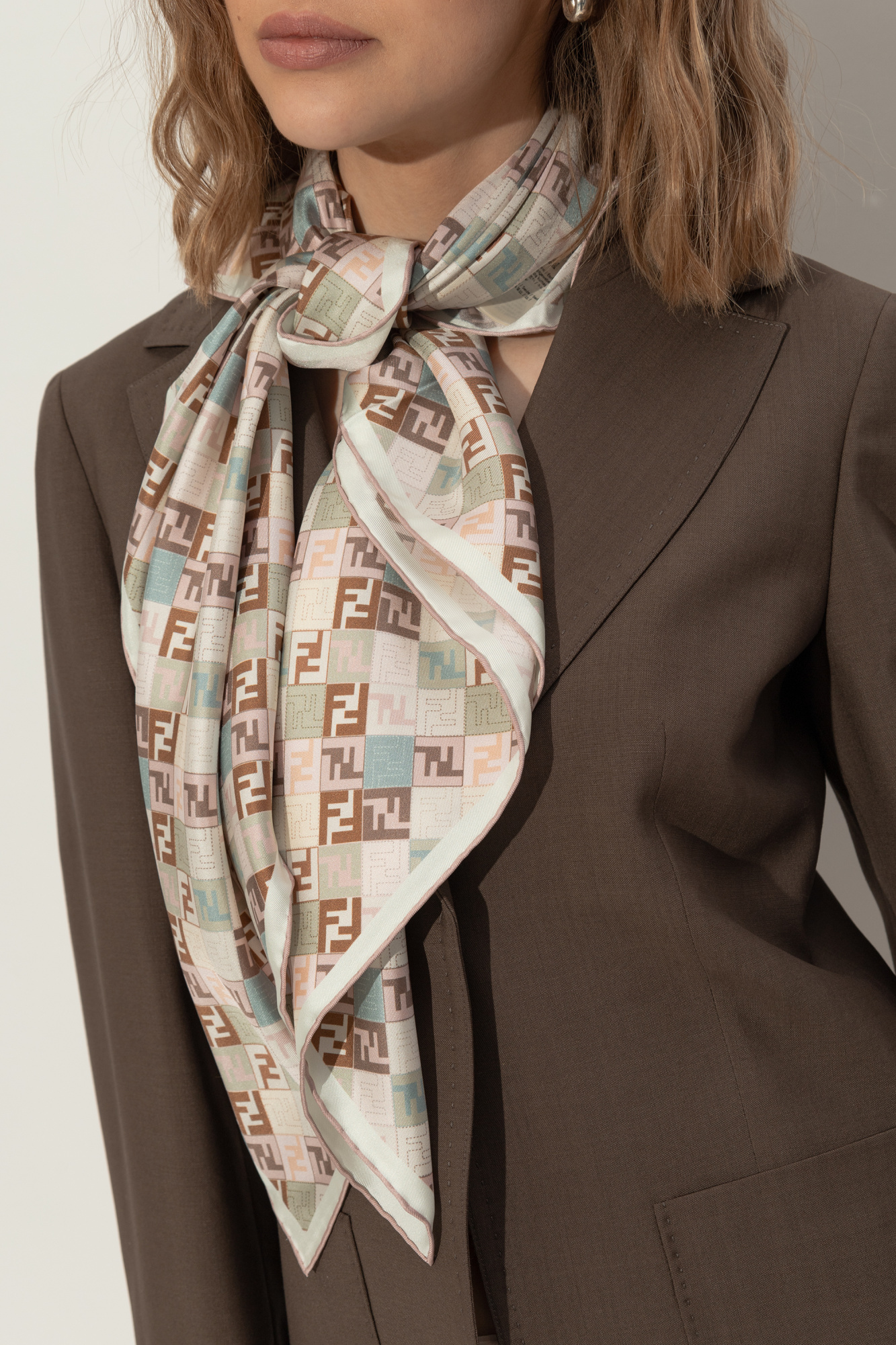 Shawl Fendi Square Scarf Fendi Handbags Fendi Beige Wool And Silk - Main Image