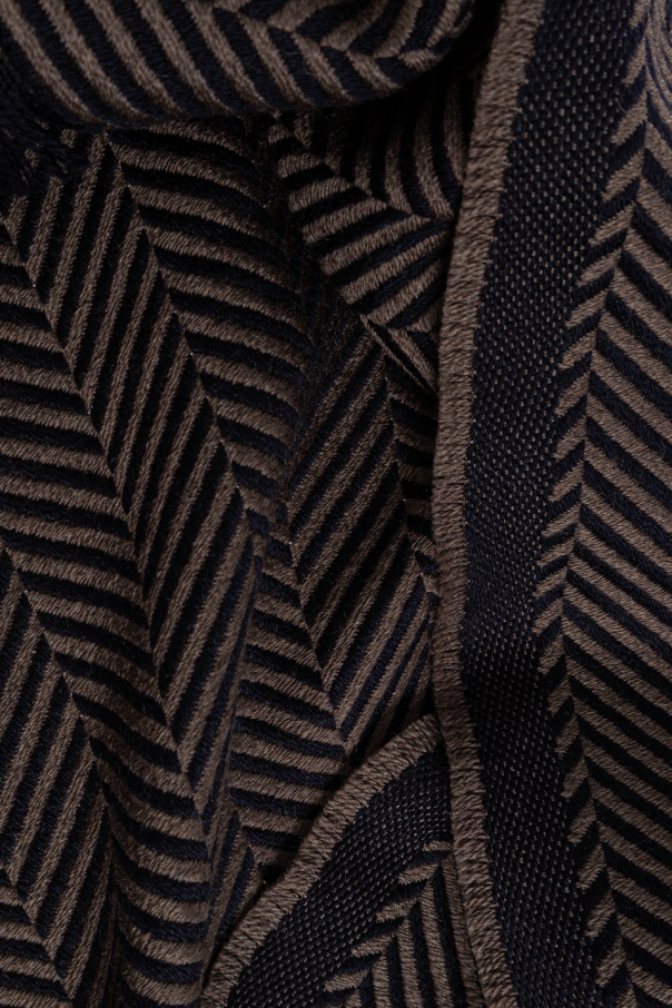 Giorgio Armani Wool Scarf with Herringbone Pattern