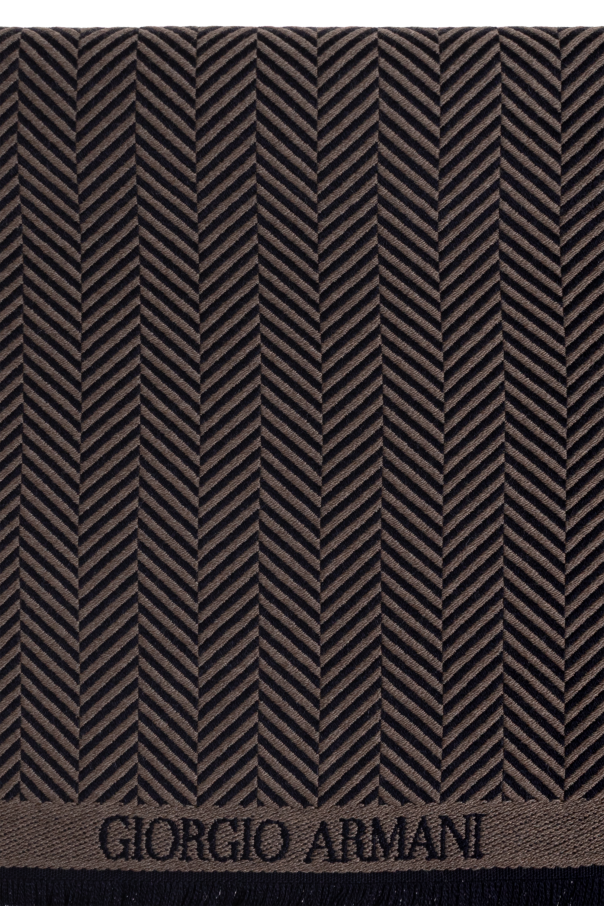 Giorgio Armani Wool Scarf with Herringbone Pattern