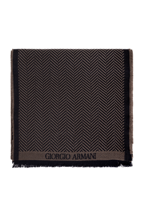 Wool scarf with herringbone pattern