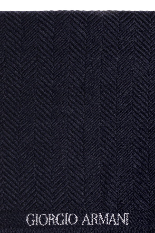 Giorgio Armani Wool scarf with herringbone pattern