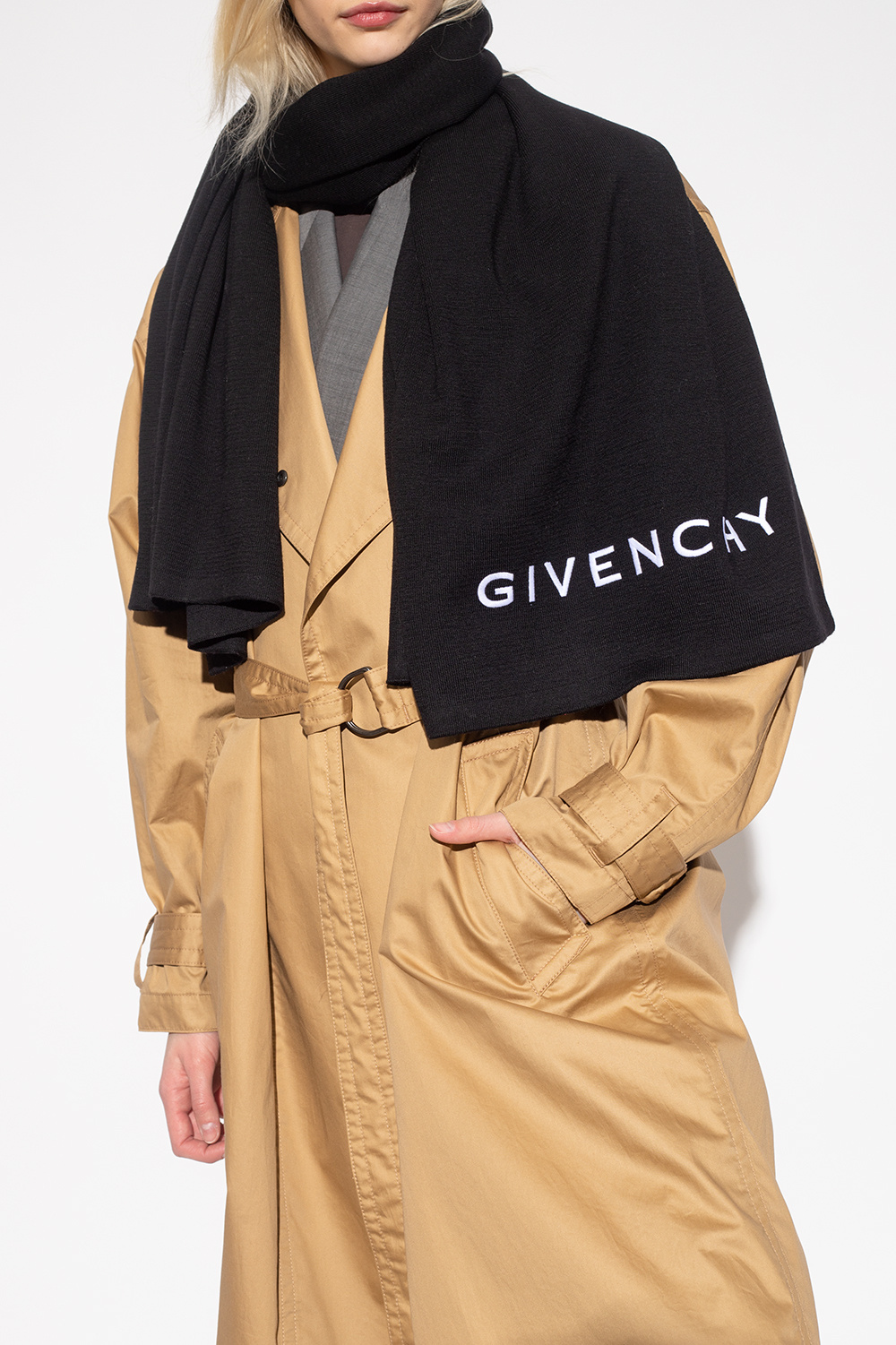 Givenchy Yellow Logo-embroidered Wool Scarf Womens Accessories Scarves and mufflers 