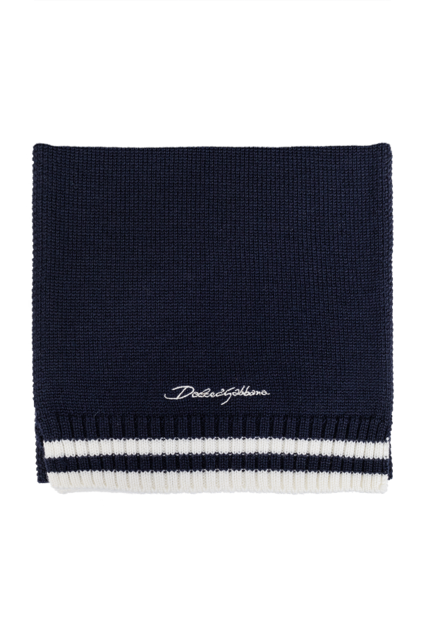 Dolce & Gabbana Kids DG-embroidered jersey and poplin pajamas Wool scarf with logo