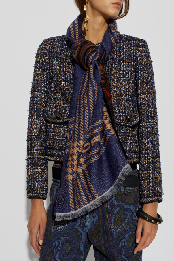 Etro Wool scarf with raw edge