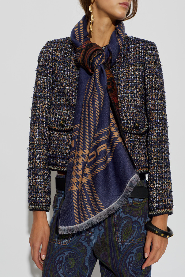 Etro Wool scarf with raw edge