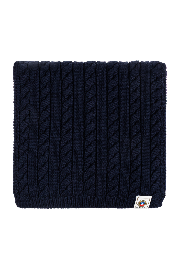 Wool scarf with logo patch od Bally