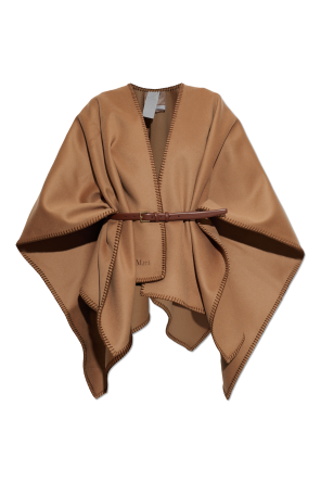 Wool poncho with belt ‘Colomba’