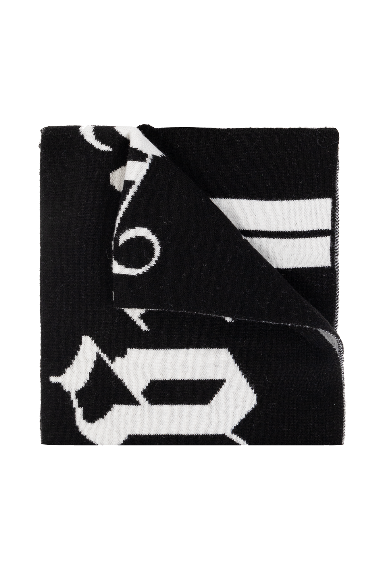 Palm Angels Kids Black and white scarf with a logo from