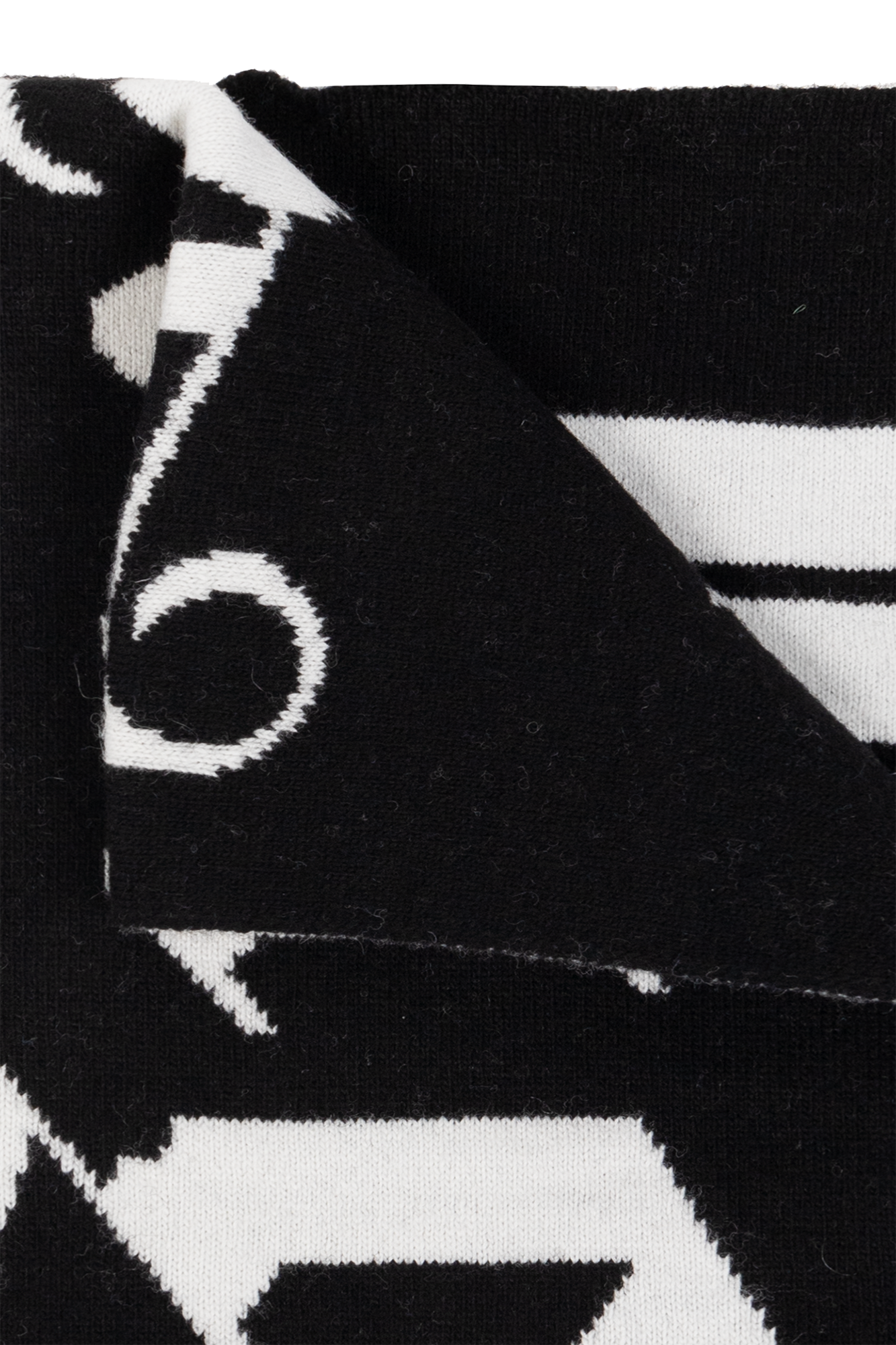 Palm Angels Kids Black and white scarf with a logo from