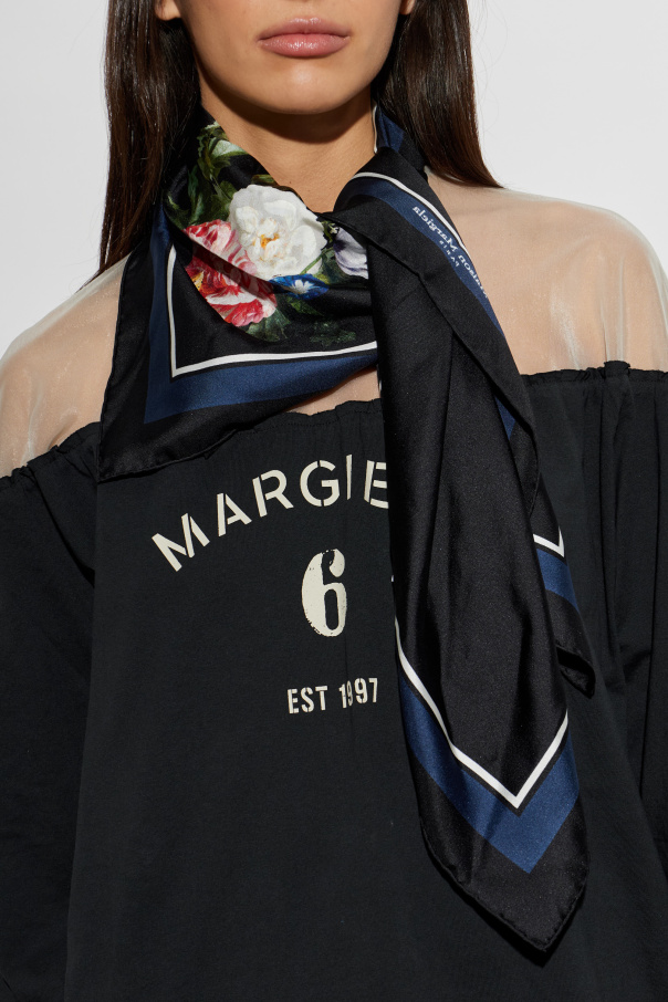 Maison Margiela Silk scarf with floral motif