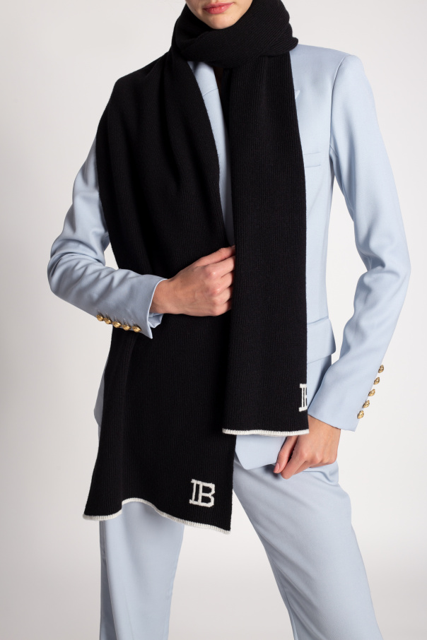 Balmain Wool scarf with logo